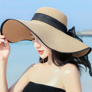 夏天沙滩草帽女夏季海边度假大帽檐，防紫外线防晒遮阳太阳帽子大沿