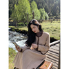 zhuyiyi美拉德棕色毛，呢大衣外套+半身裙，套装时尚两件套羊毛套装