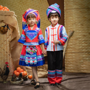 广西三月三少数民族服装女儿童壮族舞蹈男童女童演出服56个苗族