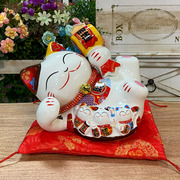 开运招财猫躺猫摆件一对家用客厅装饰闺蜜结婚礼物创意陶瓷存