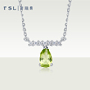 TSL谢瑞麟彩宝系列18k金钻石项链水滴形橄榄石BC899