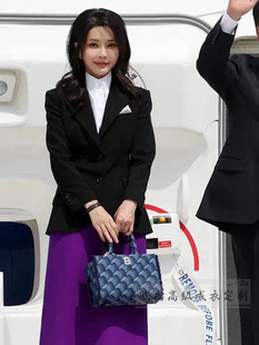 韩国总统夫人金建希黑色修身西装港式复古名媛显瘦女士长袖潮外套