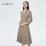 lancy朗姿春季法式西装连衣裙女收腰显瘦通勤高级感气质羊毛裙子