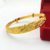 铜镀黄金镯子越南沙金手镯，女仿金龙凤，手镯推拉宽版三八妇女节送礼