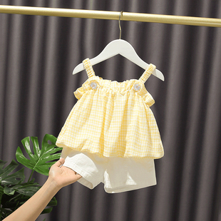 女宝宝夏装套装一岁女童，网红套装0洋气，3小童夏季韩版吊带两件套潮