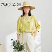 蒲pukka原创设计女装春夏品，时髦复古感宽松显瘦休闲衬衫