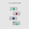 jackgem珠宝罗马假日祖母绿戒指蓝宝石戒指红宝石，18k金蕾丝(金蕾丝)戒指f8