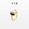 YIN隐「弈」系列围棋翻转戒指-黑白 和田玉18k金奢侈品珠宝指环