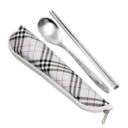 不锈钢筷子勺子套装便携式餐具学生上班族带饭专用餐具水洗布袋