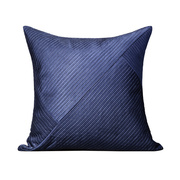 蓝梦格调样板房抱枕蓝色条纹轻奢简约现代沙发，客厅展厅布艺靠垫