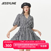 jessyline夏季女装杰茜莱v领泡泡袖连衣裙女322111272