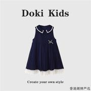 dokikids~雪纺连衣裙无袖背心，裙夏装2024韩版洋气时髦百褶裙