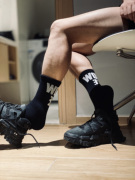 3双d.m男袜高品质，纯黑运动毛圈加厚袜子时尚休闲百搭基础中筒袜