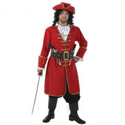 Cosplay万圣节成人男简易装扮红色连身加勒比海盗船长扮演服装