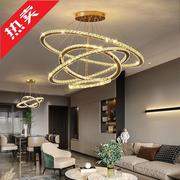 led水晶吊灯简约现代环形，轻奢客厅灯创意个性，卧室餐厅圆形吊灯饰