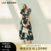 LILY BROWN春夏款 高腰几何纹系带蝴蝶结半身裙LWFS232087