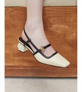 22春季韩版设计师独立品牌时尚方头牛皮搭扣凉鞋中跟舒适女鞋