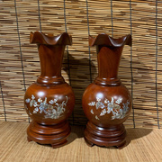 越南红木工艺品实木镶贝花瓶风水宝瓶木雕摆件中式乔迁装饰