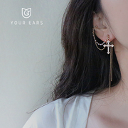 YOUR EARS原创设计流苏链条耳环一体式法式小众十字耳骨夹无耳洞