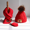儿童圣诞帽一岁宝宝帽子，秋冬男宝宝酷帅十个月帽子围巾手套三件套