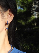 天然蓝宝石耳环女原创设计蓝晶石耳饰气质耳坠水晶半宝石耳链耳钉