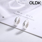 oldk韩版s999纯银耳，扣耳环水滴时尚，简约光面耳饰品气质个性耳圈