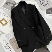 2022年秋季黑色气质时尚西装，设计感休闲纯色，百搭显瘦小众外套