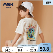 askjunior童装男童t恤短袖夏季纯棉儿童上衣，夏季男孩衣服短t