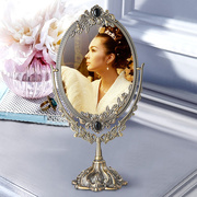 欧式金属双面复古化妆镜台式大号结婚梳妆镜高清美容桌面公主镜子