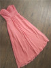 0515a粉红色雪纺抹胸伴娘，裙长款裙晚礼服裙宴会，气质修身年会