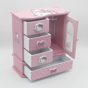 欧式kt猫女生首饰盒木质收纳盒凯蒂猫欧式公主韩国项链盒生日礼物