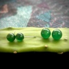 经典日常款天然绿玛瑙正圆925银耳钉6mm8mm绿玉髓