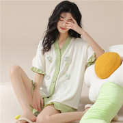 睡衣女短袖梭织棉夏季薄款青少年学生小个子少女日系风家居服套装