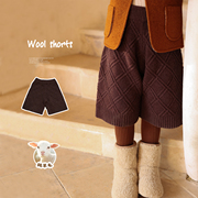 宝宝幼儿园纯羊毛针织靴裤允儿妈女童秋冬洋气，短裤儿童休闲裤潮