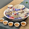 青花瓷蜂窝玲珑茶具 套装镂空喝茶整套陶瓷功夫茶具实木茶盘配件