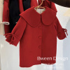 女童毛呢大衣过年服23冬季洋气时髦红色宝宝中长款拜年服呢子外套