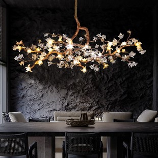 现代轻奢餐厅吊灯别墅客厅水晶灯大气高档艺术创意全铜茶室吧台灯