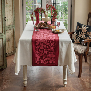 新年红色桌旗节日氛围感美式高级茶几台布斗柜中式茶旗电视柜桌布