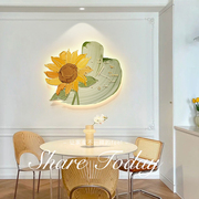奶油风向日葵创意时钟壁灯艺术时尚客厅挂钟简约现代网红餐桌钟表