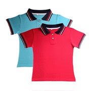 夏季男童短袖polo衫小学生，校服中大儿童红色翻领，t恤女童毕业班服