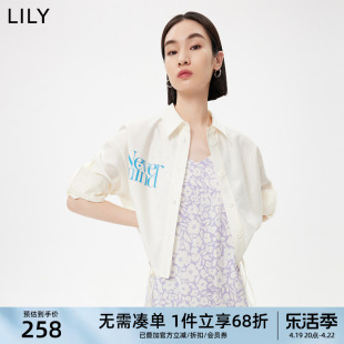 LILY夏女装休闲外穿个性chic印花单穿叠穿宽松短衬衫外套