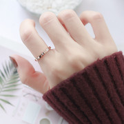 三颗钻石玫瑰金戒指女不掉色钛钢个性轻奢冷淡风学生食指网红指环