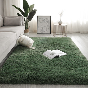 地毯卧室客厅2024床边茶几沙发加厚毛毯地垫绿色免洗全铺垫子