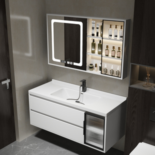现代简约陶瓷一体盆浴室柜实木洗脸洗手台盆组合洗漱台卫浴柜套装