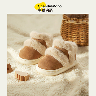 儿童棉鞋冬季女童毛毛鞋外穿宝宝，雪地靴皮毛一体加绒加厚男童冬鞋