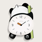 熊猫创意可爱挂钟2024客厅，家用时尚挂墙免打孔儿童房装饰时钟