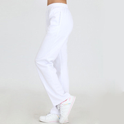 夏季白色运动裤女佳木斯广场舞，南韩丝直筒高腰，速干团体男秋冬长裤