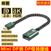 魔兽Mini DP转DP母转接线2.0版 8K 60Hz 4K 144Hz兼容1.4版 0.2米