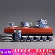 苏灵粉彩功夫茶具套装，家用青花瓷整套茶壶，壶承茶杯手工描金礼盒