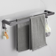 免打孔北欧灰色折叠毛巾架套餐，浴室太空铝双层置物架浴巾架挂件